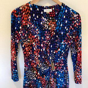 Calvin Klein Three-Quarter-Sleeve Mock-Wrap Dress, 6